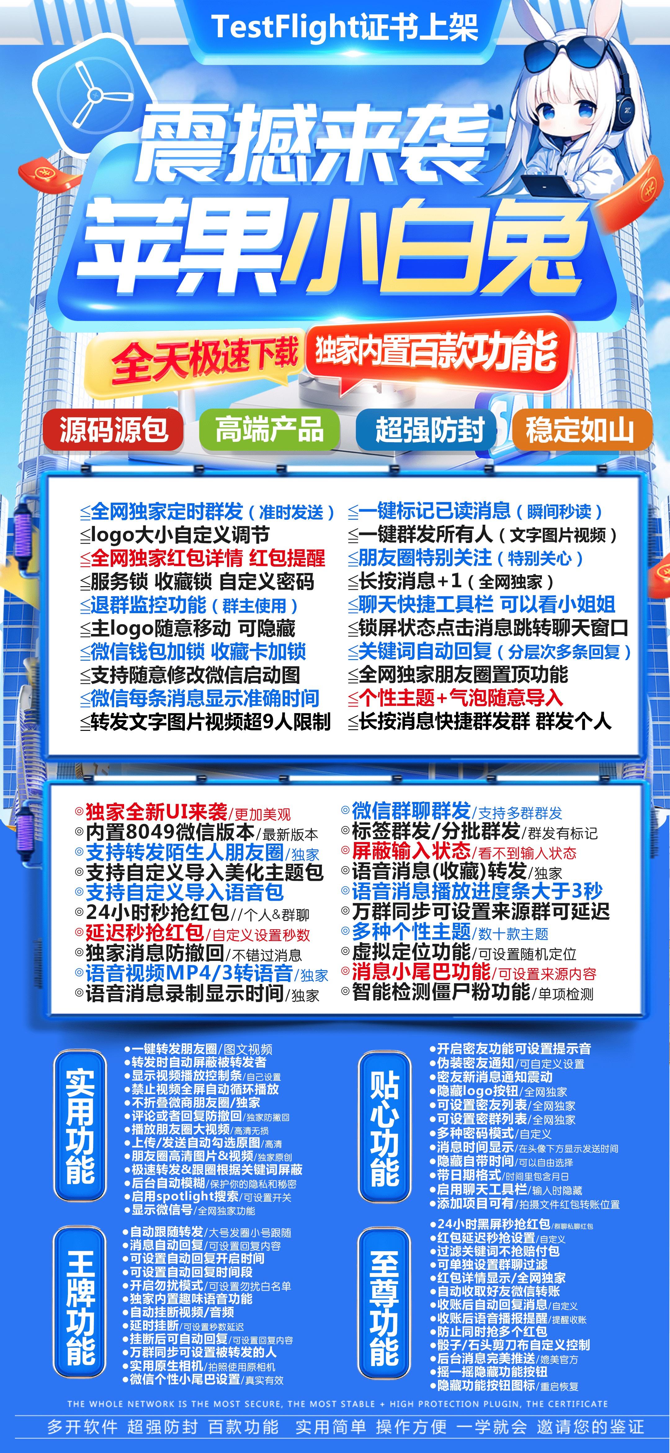苹果多开-《小白兔》无退换活动码-激活码购买以及下载地址-苹果微信分身/苹果分身/苹果微信多开/苹果多功能微信/苹果定制V/苹果多功能分身/功能V/定制V